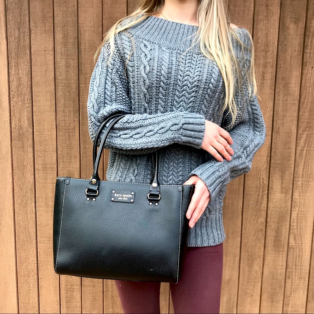 Kate Spade Wellesley Quinn Black Leather Tote